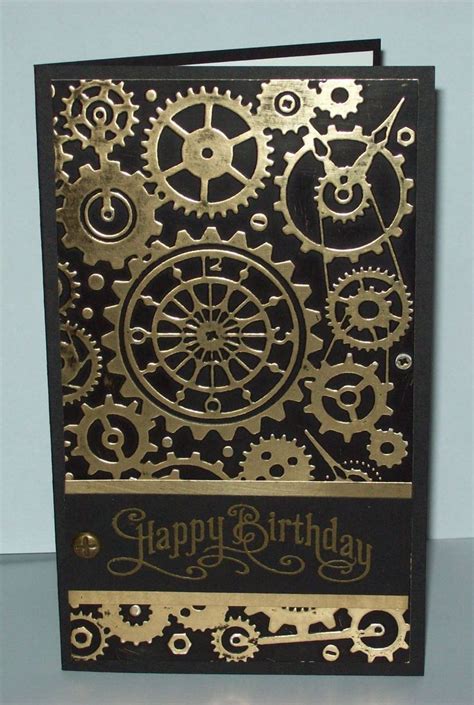 Sanded Engraving Art Gold Foil Embossed Using Provocraft Clockworks