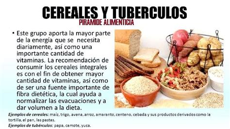 Cereales y tubérculos de la pirámide alimenticia Pirámide alimenticia