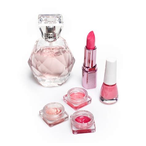 Premium Photo Perfume Bottle Nail Polish And Lipstick