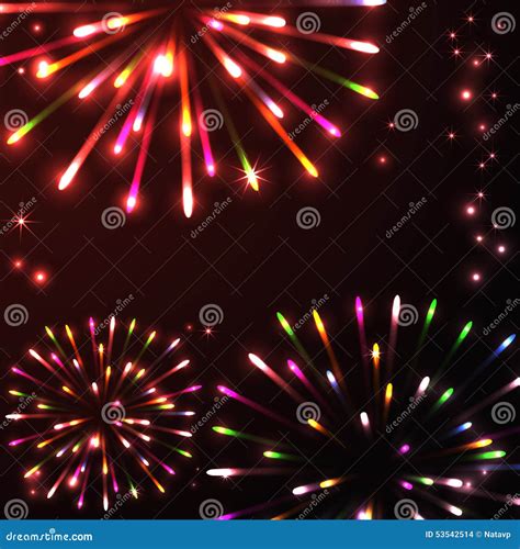 Fuochi D Artificio Variopinti Di Vari Colori Illustrazione Vettoriale