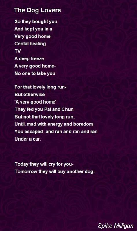 The Dog Lovers The Dog Lovers Poem By Spike Milligan Spike Milligan