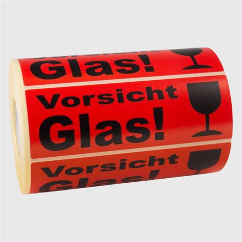 1000 Warnetiketten VORSICHT GLAS 150 X 50 Mm Ecoon De