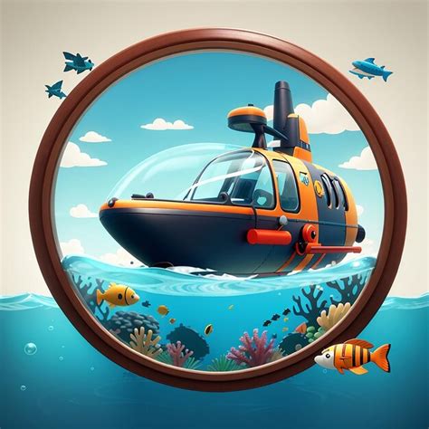 Vehículo submarino bajo el agua Ilustración de icono vectorial de