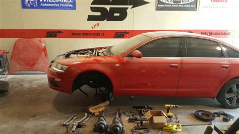 Removal Of Front Suspension On Audi A C F For Installing The Airlift