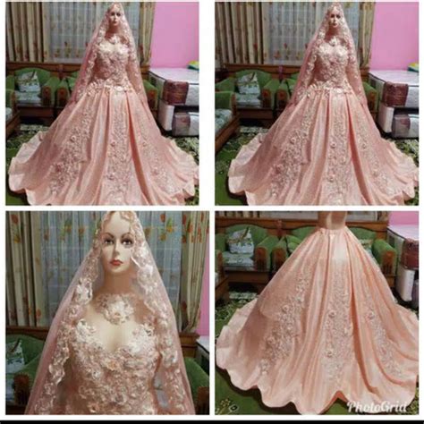 Baju Pengantin Warna Peach Inspirasi Gaun Pengantin Hijab Muslimah