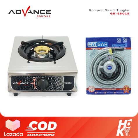 Advance Kompor Gas Tungku Body Stainless Gb S Plus Selang Paket