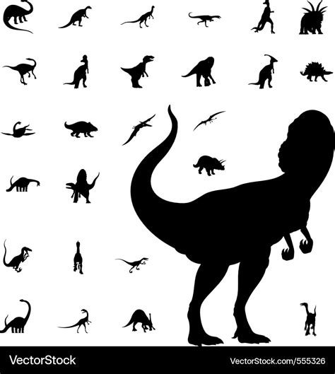 Dinosaur Silhouette Collection Royalty Free Vector Image