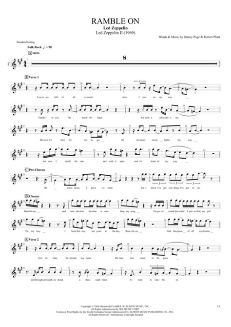 Ramble On Tab by Led Zeppelin (Guitar Pro) - Full Score | mySongBook