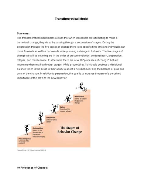 Transtheoretical Model Presentation Transtheoretical Model Summary The Transtheoretical Model