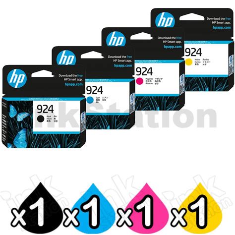 HP 4 Pack 924 Genuine Ink Cartridges Combo 4K0U3NA 4K0U6NA 1BK 1C 1M