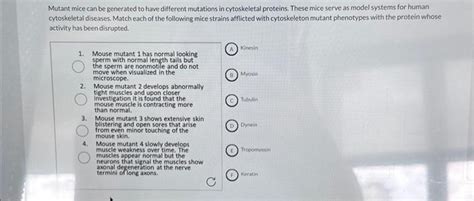 Solved Mutant mice can be generated to have different | Chegg.com