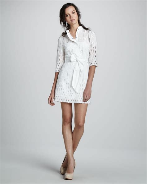 Lyst Catherine Malandrino Eyelet Shirtwaist Dress In White