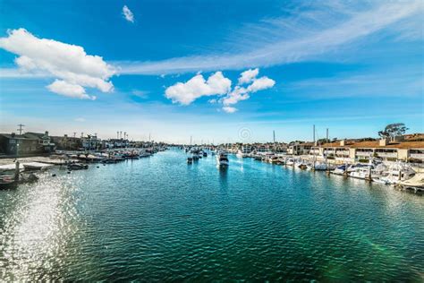 Balboa Island Harbor in Newport Beach Stock Image - Image of skyline, orange: 106148837