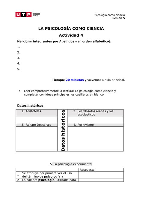 Actividad Psicolog C Ada Como Ciencia Psicolog A Como Ciencia