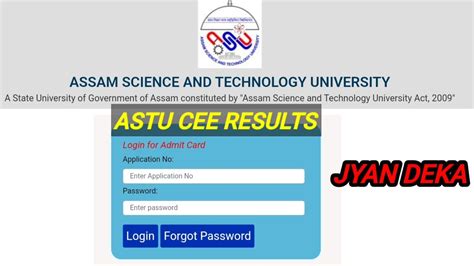 Assam Science And Technology University Cee Results How To Chek Cee