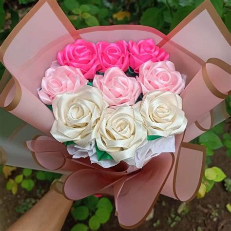 SATIN RIBBON FLOWER BOUQUET Lazada PH