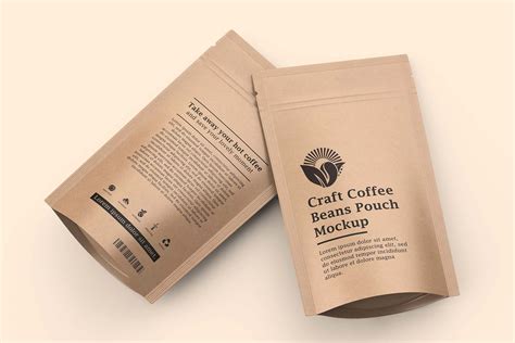 Craft Paper Coffee Pouch Bag Mockup Masterbundles