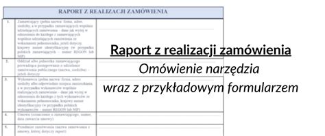 Raport Z Realizacji Zam Wienia Publikacja Uzp Urz D Zam Wie