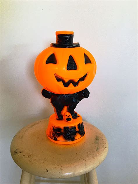 38 Vintage Halloween Blow Mold Pumpkin Jack O Lantern Mini Light