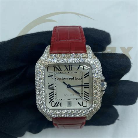 Luxury Rappers Iced Out Diamond Moissanite Wrist Watch VVS Setting