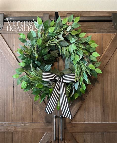 Greenery Wreath Ficus Wreath Front Door Wreath Farmhouse Wreath