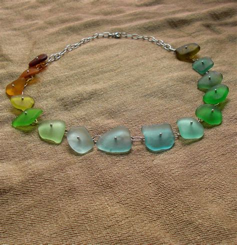 Sea Glass Jewelry Rainbow Seaglass Necklace Sea Glass Bracelet Trending Necklaces Glass