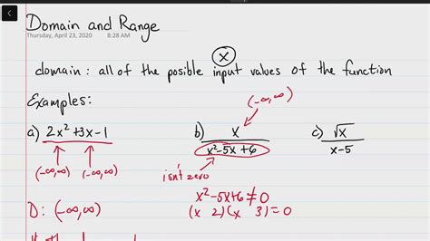 Finding Domain Algebraic Expressions Example 1 Youtube