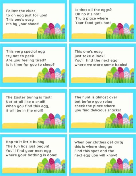 Egg Hunt Clues For Kids