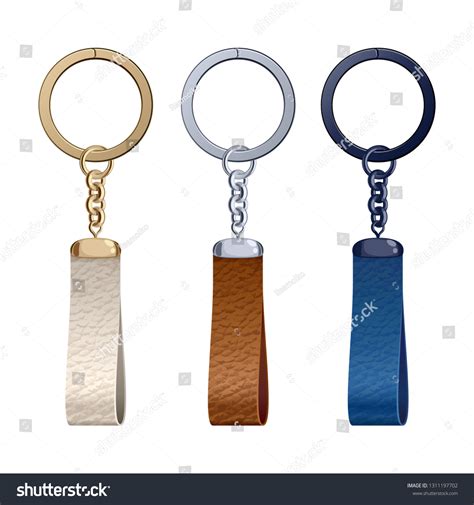 Leather Key Rings Set Key Chains Trinkets Royalty Free Stock Vector