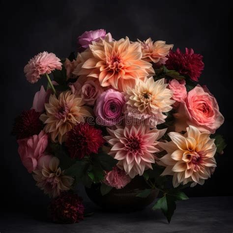 Bouquet With Dahlias And Garden Roses Mother S Day Flowers Design