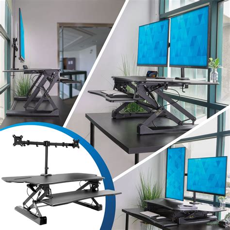 Extra Wide Sit-Stand Desk Converter with Dual Monitor Mount – Mount-It!