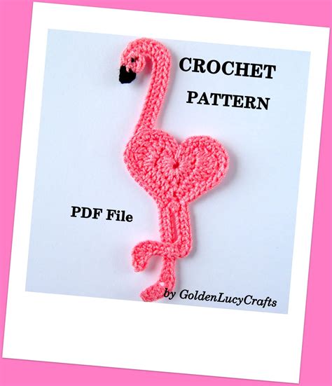 Crochet Pattern Flamingo Applique Pdf File Free Pattern