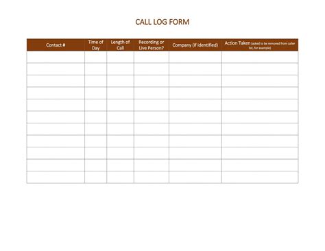 Printable Call Log Templates In Microsoft Word And Excel