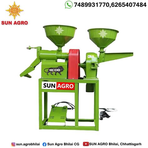 Mild Steel Semi Automatic Sun Agro Combined Mini Rice Mill Cum