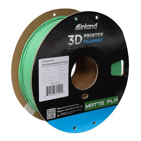 Inland 1 75mm Pla 3d Printer Filament 1kg 2 2 Lbs Cardboard Spool Matte Green Dimensional