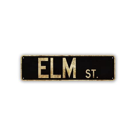 Elm St Street Sign Rustic Vintage Retro Metal Decor Wall Shop Etsy