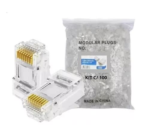 Kit Conector Rj Utp Cat E Banho De Ouro Cabo De Rede Mercadolivre