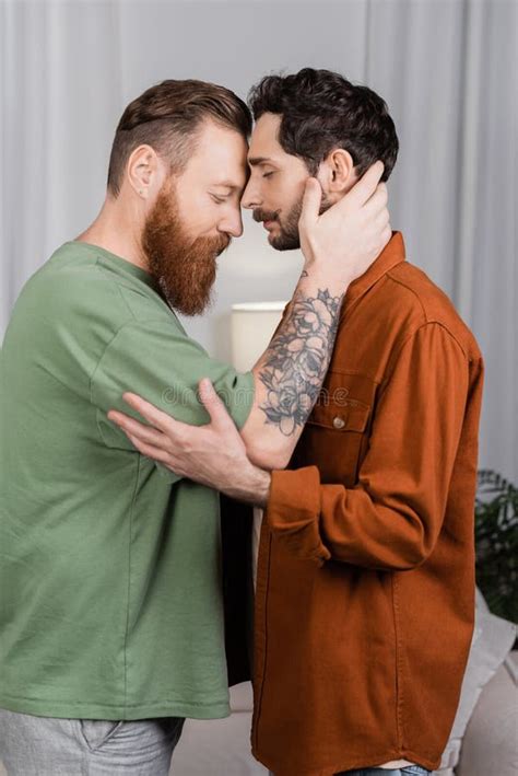 Side View Of Bearded Same Sex Stock Photo Image Of Relationship Caucasian