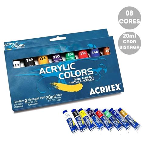 Tinta Acrílica Para Tela - Tinta Acrilica para Tela 20ml Acrilex 08 cores | Shopee Brasil