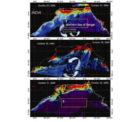 Irs P Ocm Derived Chlorophyll Images Of The Northern Bay Of Bengal