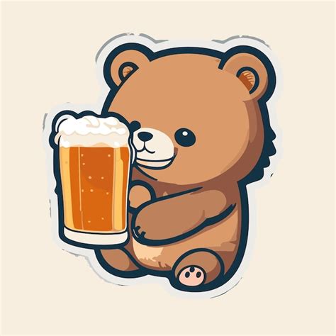 Vector Lindo Urso Bebendo Cerveja Vetor Premium