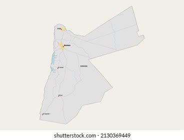 Jordan Political Map Capital National Borders Stock Illustration