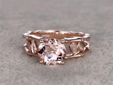 Myray Natural Mm Round Pink Morganite Gemstone K Rose Gold Vintage