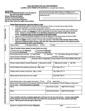 Fillable Online Sanantonio Alarm And Gate Permit Form Fax Email Print