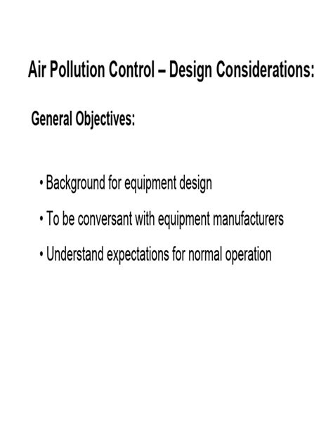 Air Pollution Control Design Considerations | PDF | Particulates | Gases