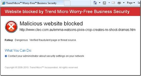 How Do I Get Past The Malicious Website Blocked In Trend Wfbs