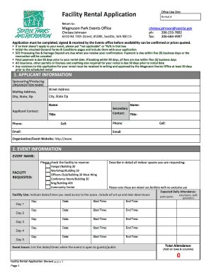 Fillable Online Seattle Indoor Facility Rental Application City Of