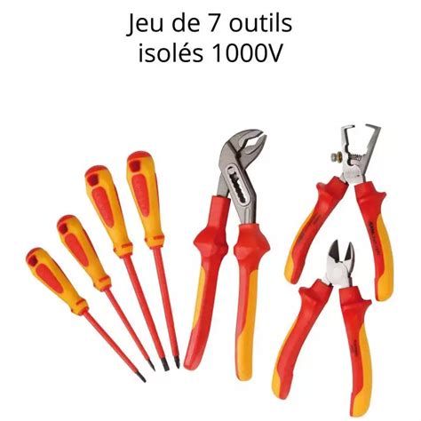 Jeu de 7 outils isolés 1000V 3 pinces 4 tournevis