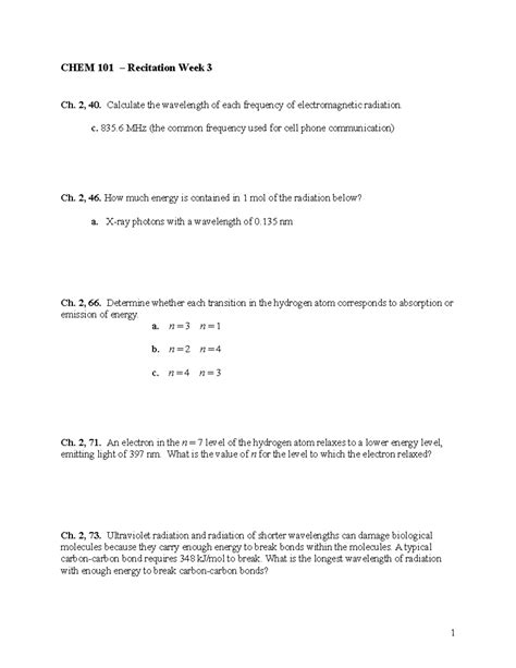 CHEM 101 Recitation Week 3 CHEM 101 Recitation Week 3 Ch 2 40