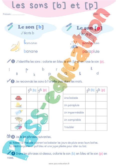 p b Son complexe confusion CE1 Exercice évaluation révision